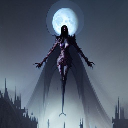 Lunar Vampire Queen in Gothic Horror Sci-Fi