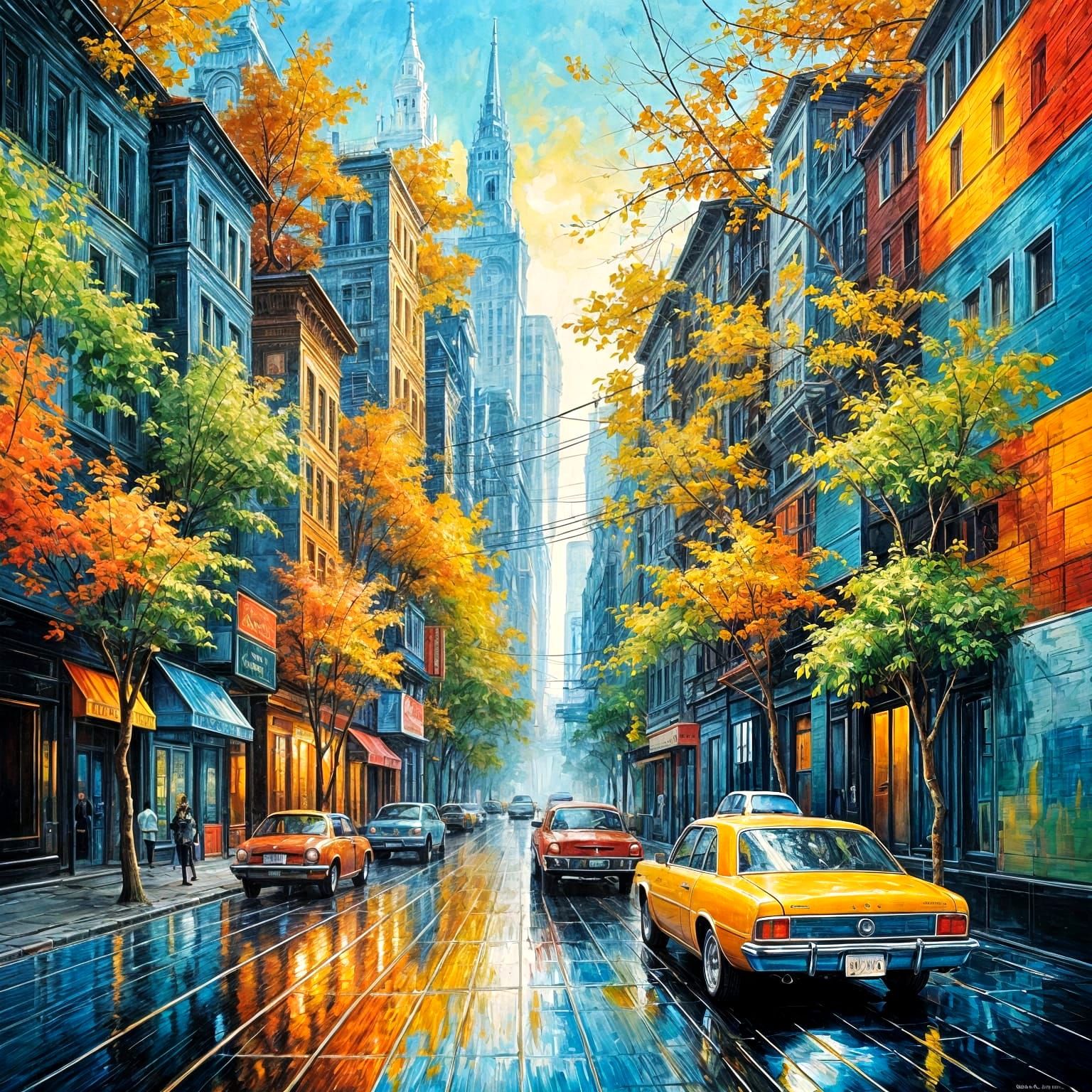 Vibrant Painting: Masterful Volume and Space