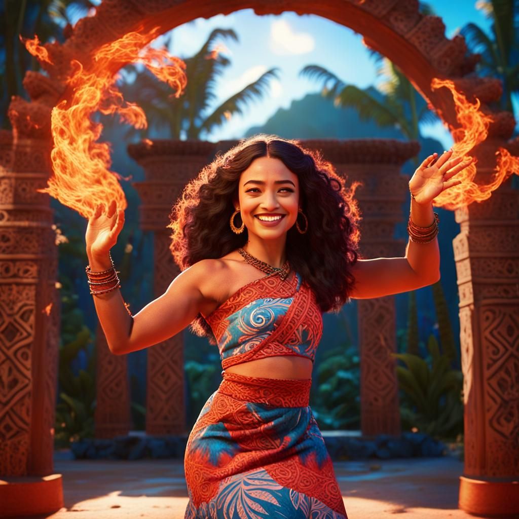 Polynesian Dancer in Ethereal Portal, Inspired by Moana's Dr...