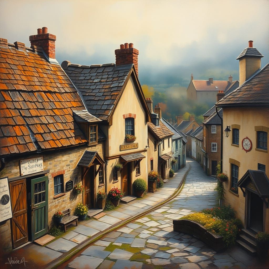 Welsh Farmstead in Autumn Impasto Style