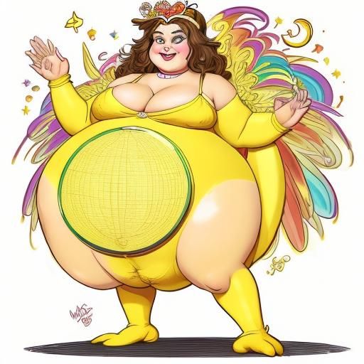 Cartoon Hen Goddess Holding World-Egg