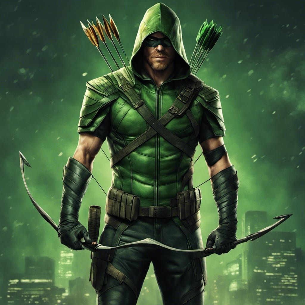 The Green Arrow full body portrait, 8k resolution concept art, hyperdetailed, HDR, perfect proportions, comic