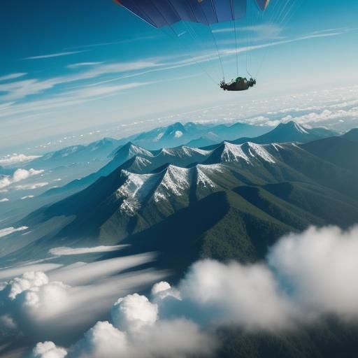 Skydiver's View: Cinematic Surrealism Above Mountains