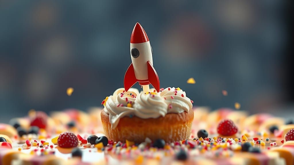 Tiny Rocket Launches on Cake: CGI VFX Art