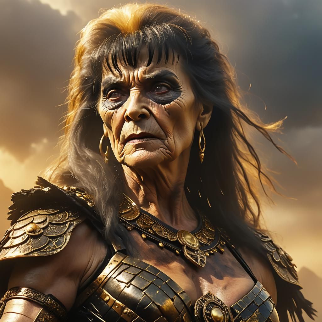 Renaissance Inspired Transvestite as Xena, Matte Painting
