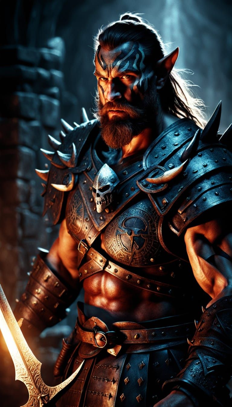 Barbarian Warrior Hunts in Dark Fantasy Dungeon