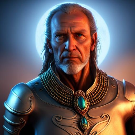 Powerful Man with Jewelry: Detailed Matte Painting