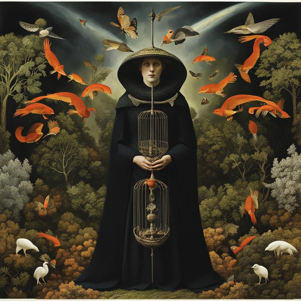 Mystical Creatures Soaring Through a Starry Galaxy