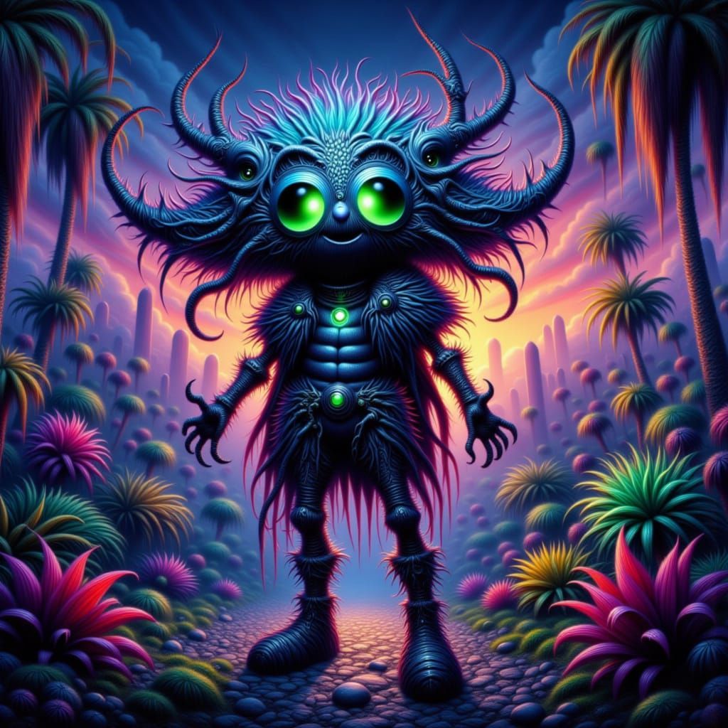 Anthropomorphic Scarab Warrior in Alien Jungle