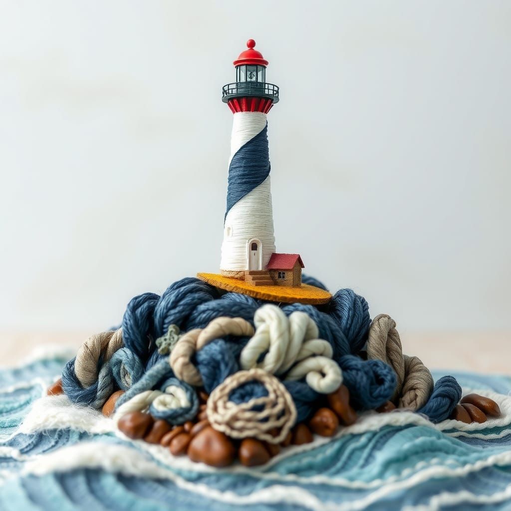 Tactile Lighthouse Masterpiece in Whimsical Watercolor Style
