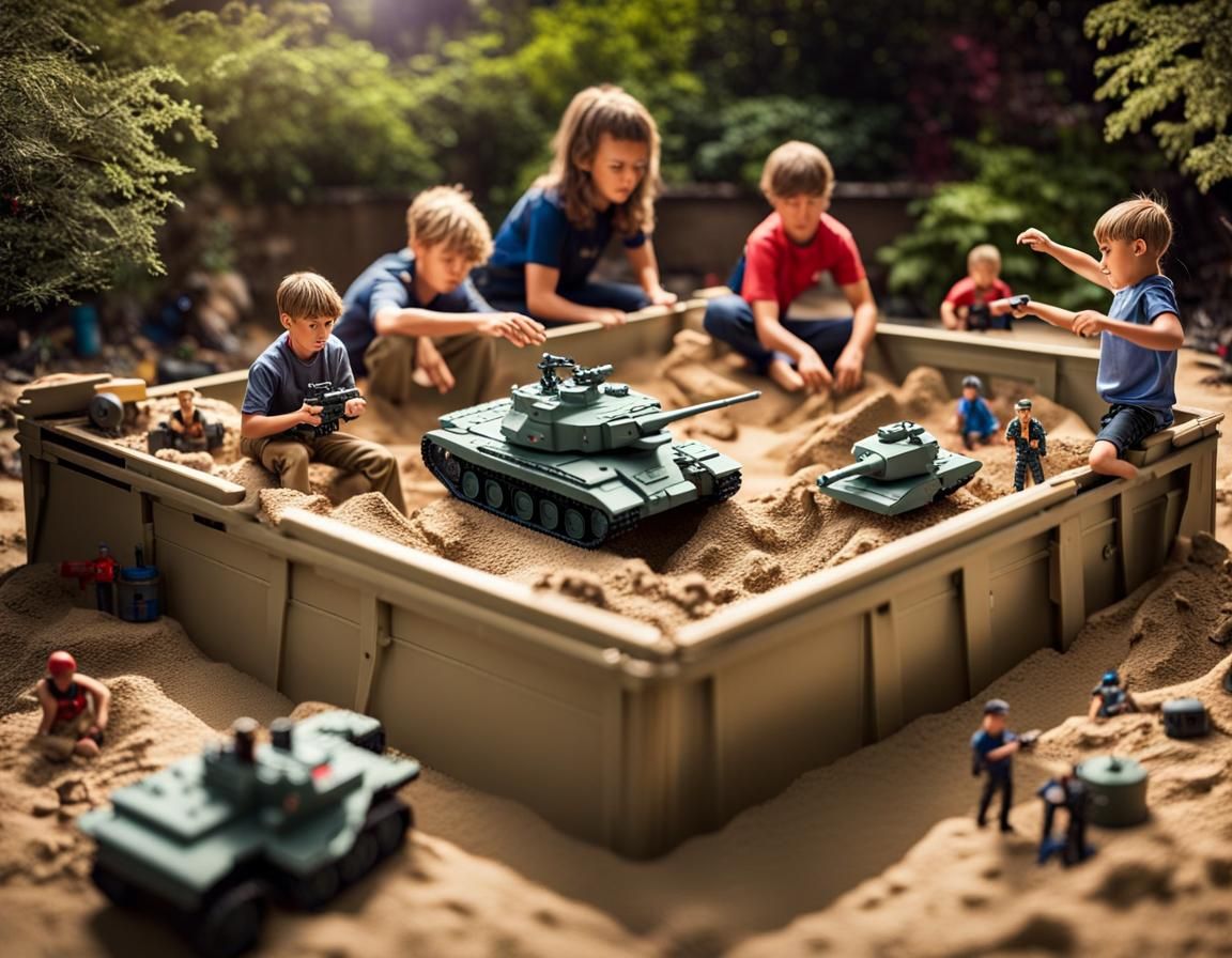 GI Joe Action Figures in Backyard Sandbox