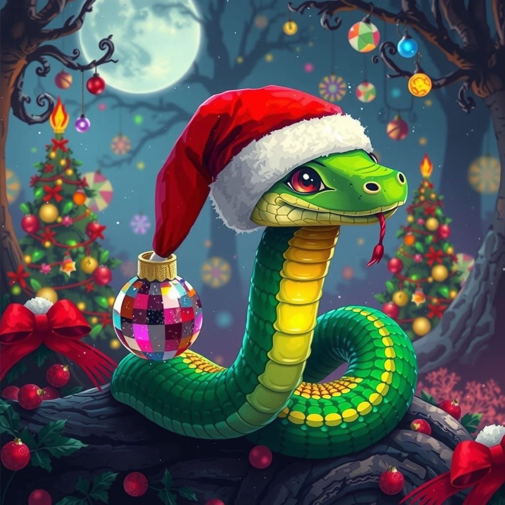 8-Bit Fantasy Snake in Whimsical Matte Painting Style