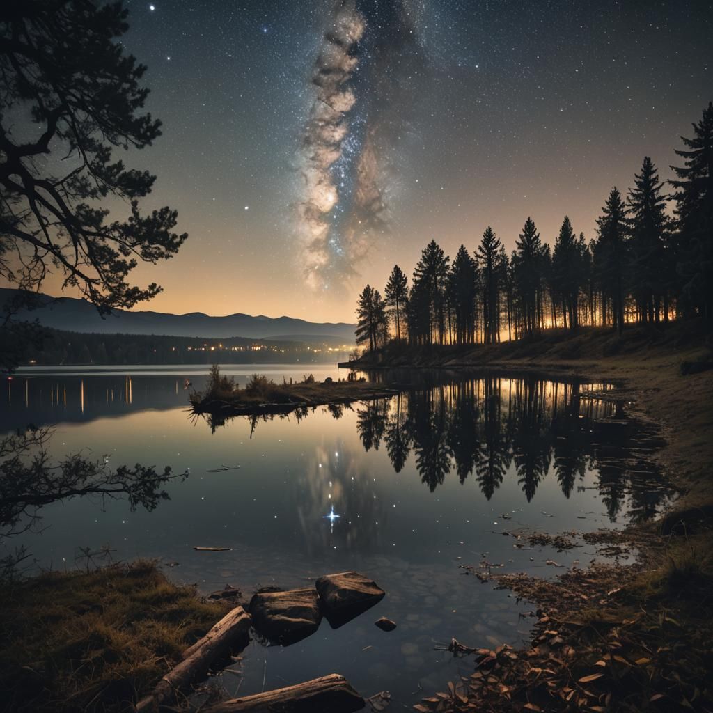 Nightfall Landscape Photography: Starry Reflections