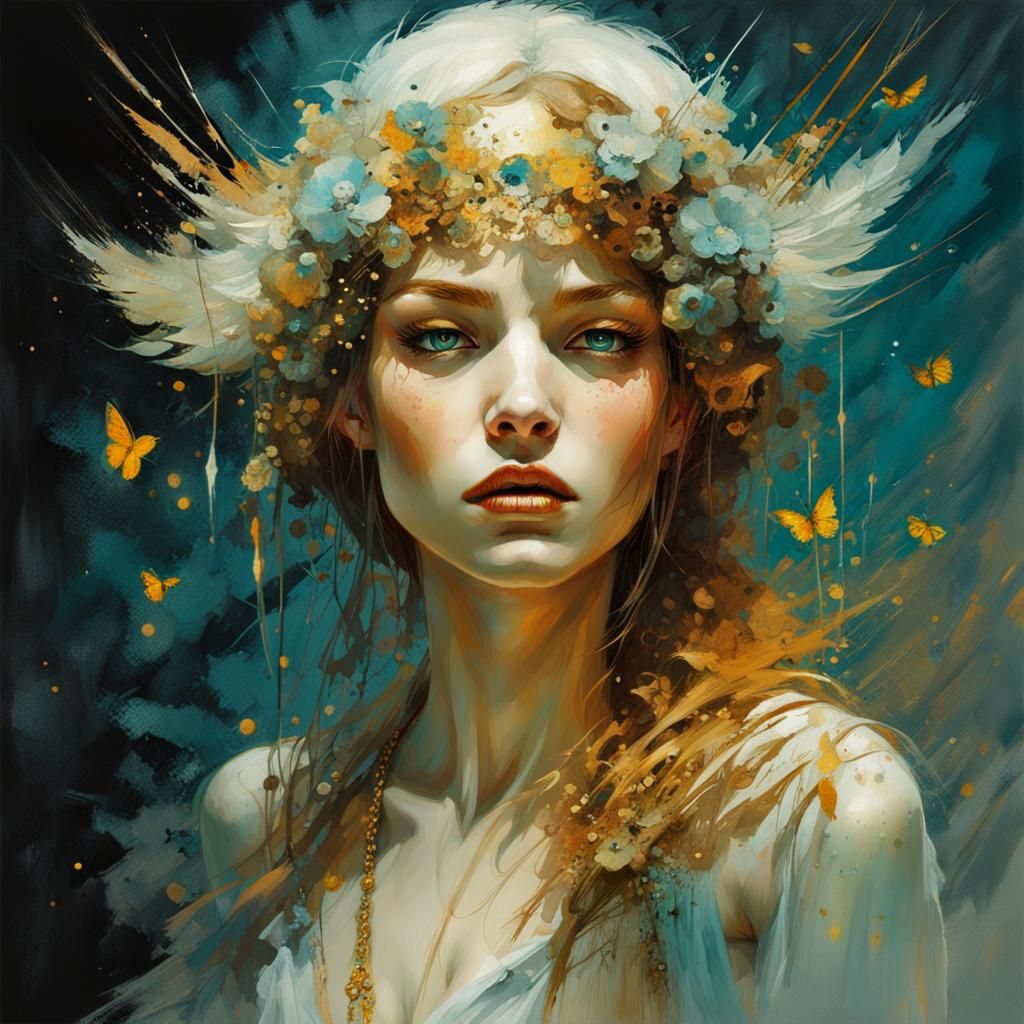 Digital Pointillism Portrait with Fantasy Art Lighting