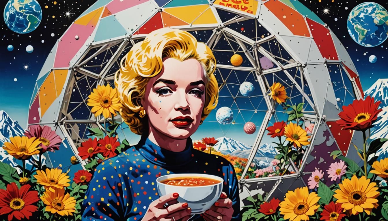 Pop Art Portrait of Warhol on the Moon