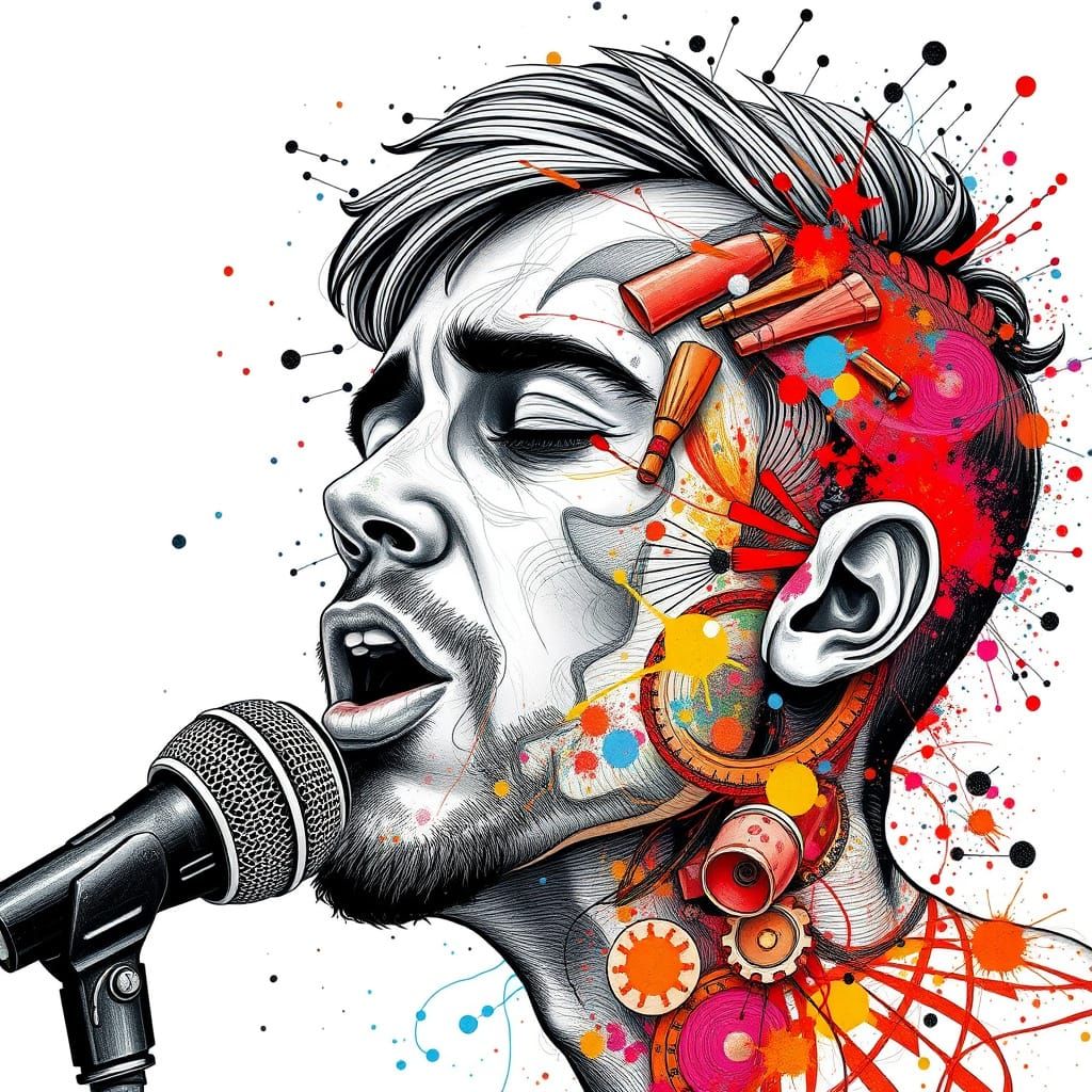 Detailed Ink Illustration of a Song as Tattoo Art