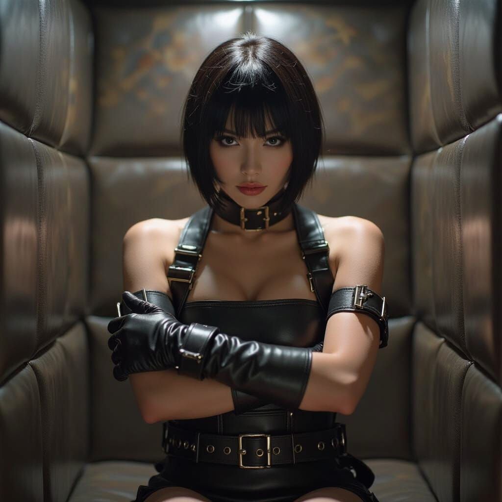 Confined Japanese Woman in Giger-Inspired Cell