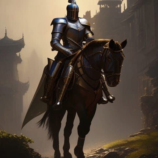 Courageous Knight in Detailed Armor, Dynamic Lighting