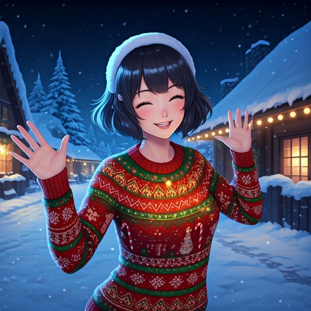 Snow Woman in Festive Christmas Sweater