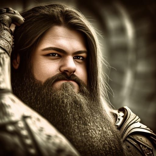 Epic Dwarf Among Stone Ruins