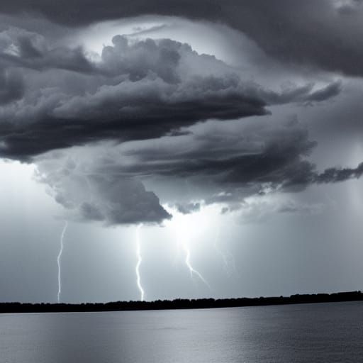 Monochromatic Thunderstorm Sky on Stormy Day