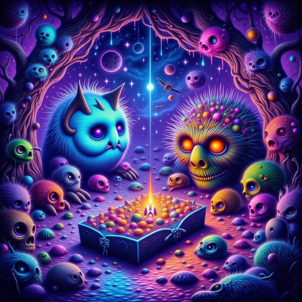 Bioluminescent Creatures in Maximalist Paradise