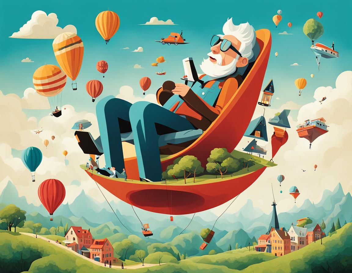 Gravity-Defying Whimsical Illustrations in Surreal Scenarios