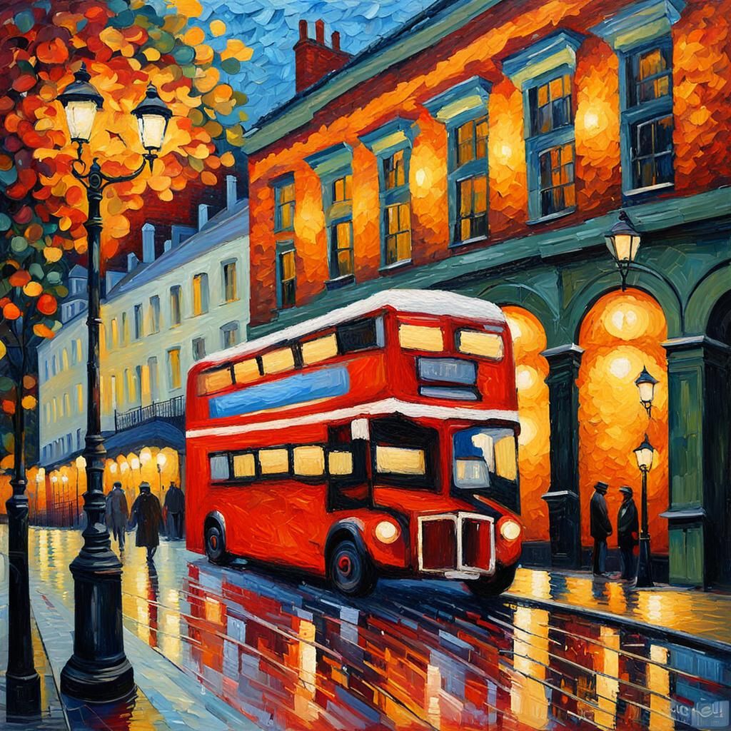London UK in Neo-Impressionist Expressionist Style