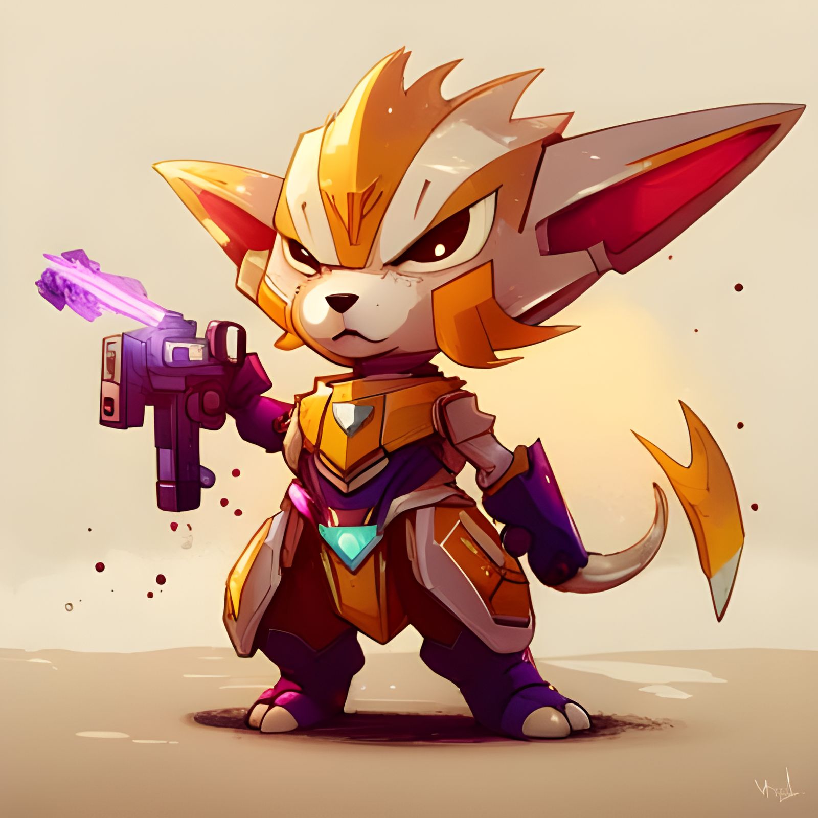 Detailed Chibi Galvatron in Polychromatic Painting Style