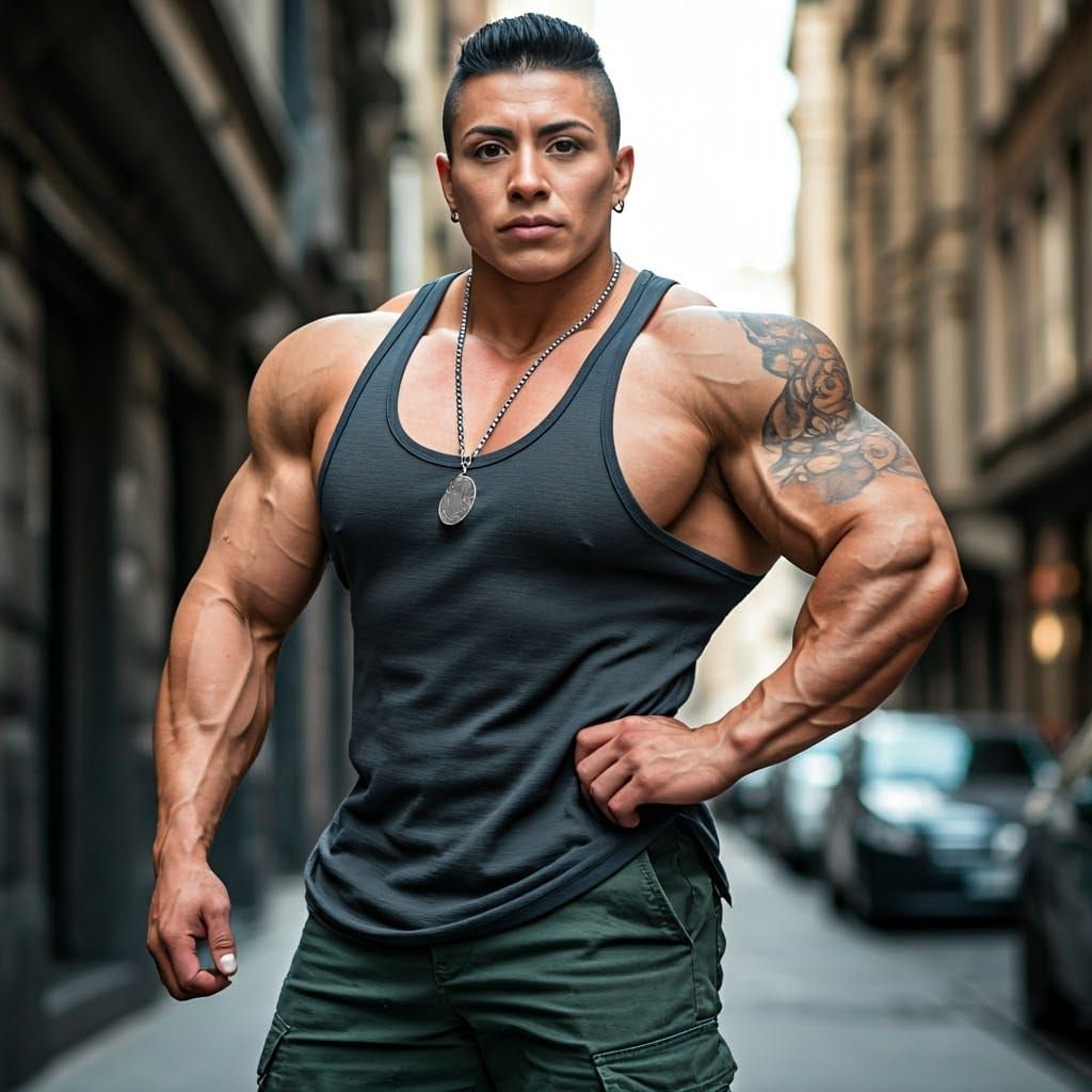 Muscular Bolivian Woman in Combat Gear