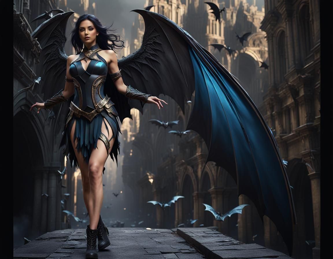 Fallen Angel With Bat Wings in Urban Fantasy