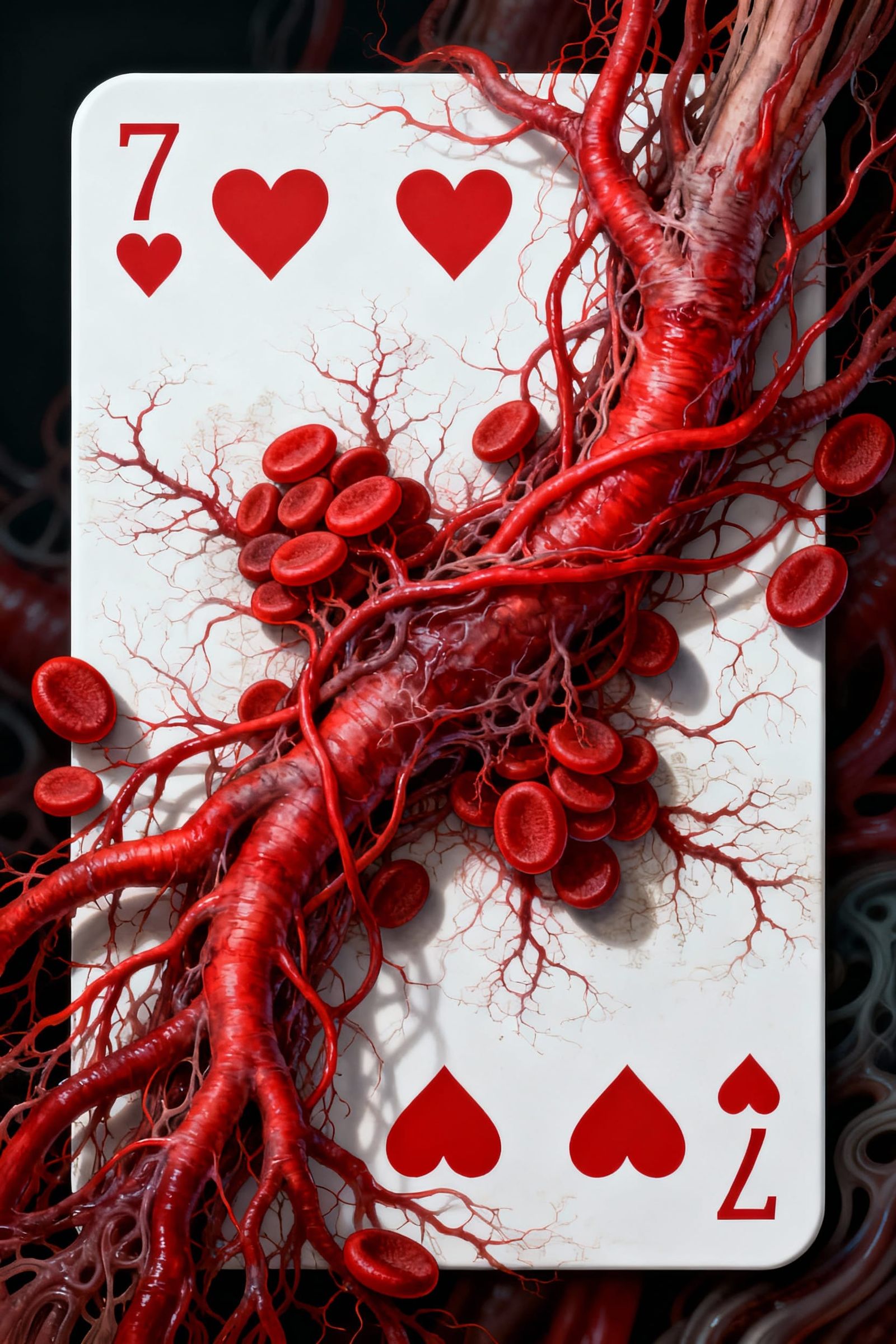 Anatomical 7 of Hearts Playing Card
