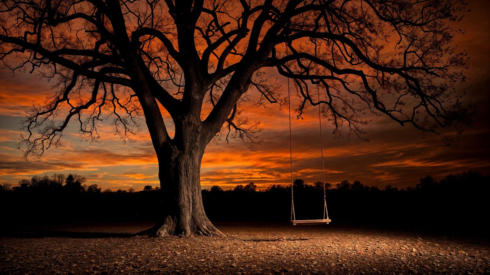 Ancient Oak Tree at Twilight, Symbolizing Fading Hope
