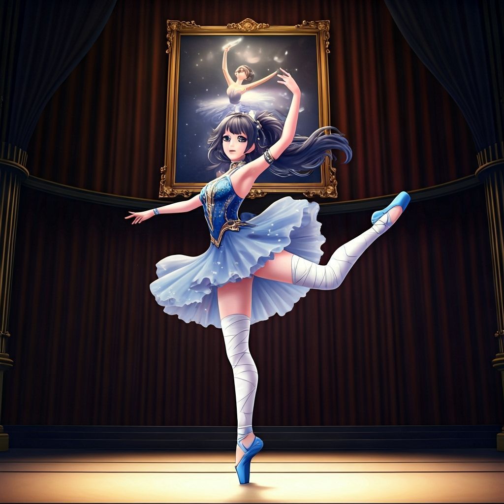 Anime Girl's Leaping Ballet Performance in 3D