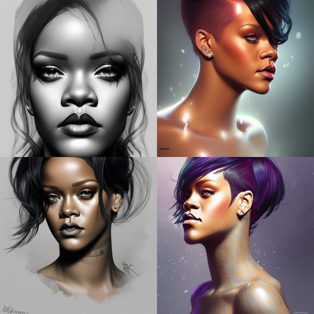 Rihanna Portrait in Hyperdetailed Digital Art Style