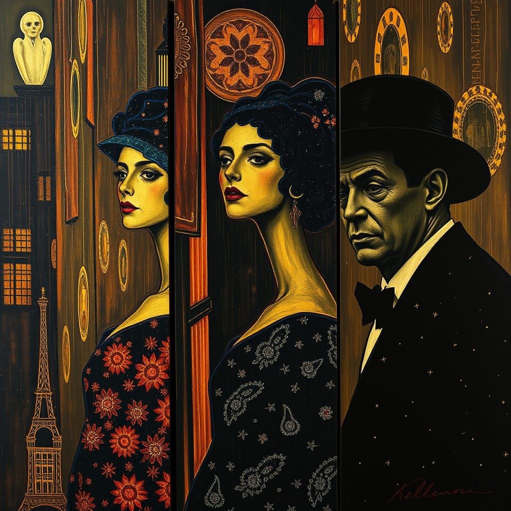 Triptych Fellini Klimt