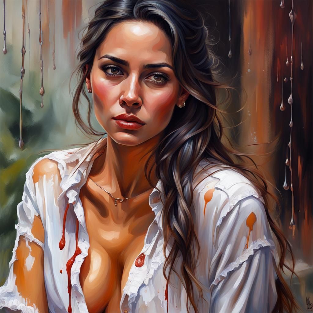 Latin Woman in Oil Painting Style