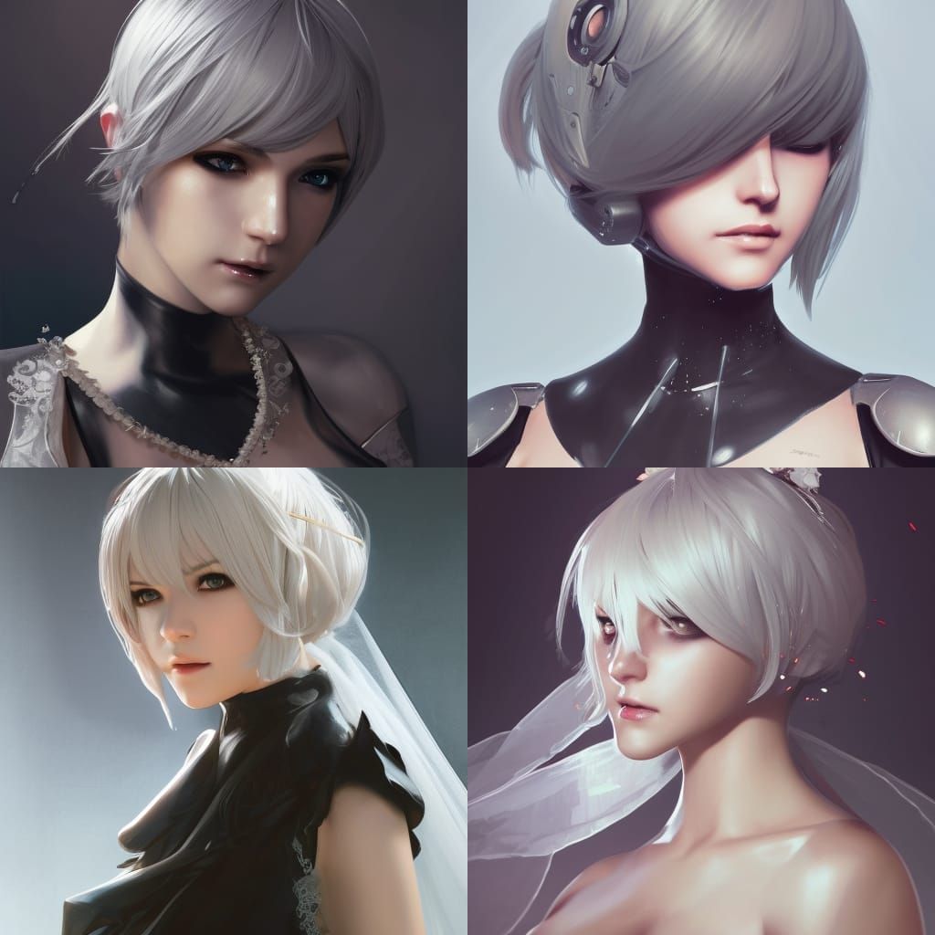 2B Nier Automata Wedding Portrait in Artgerm Style