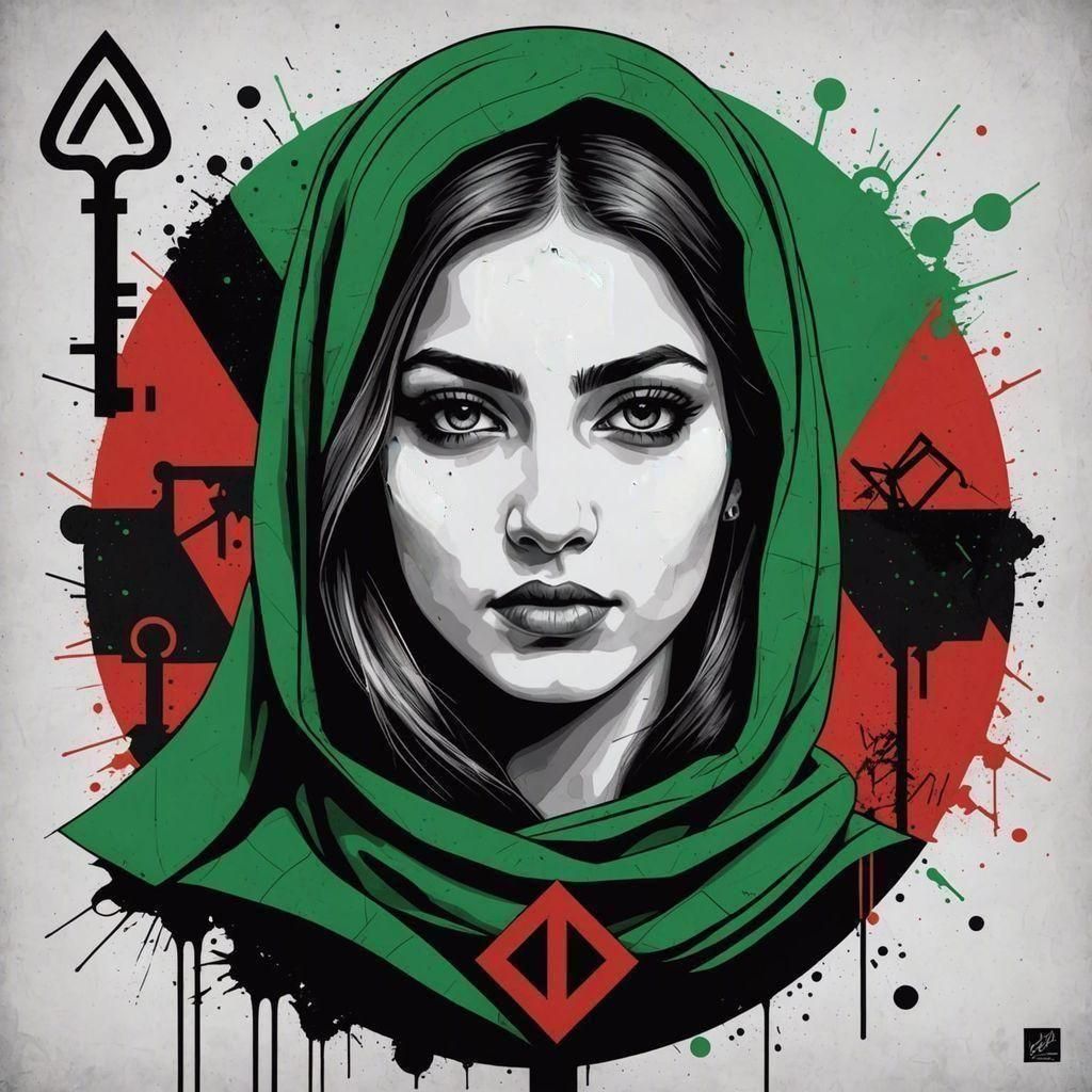 Palestinian Graffiti Mural of a Young Woman