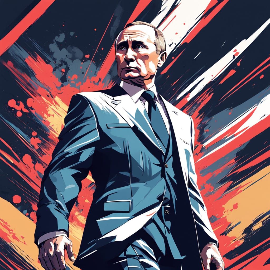 Confident Vladimir Putin in Anime-Inspired Style