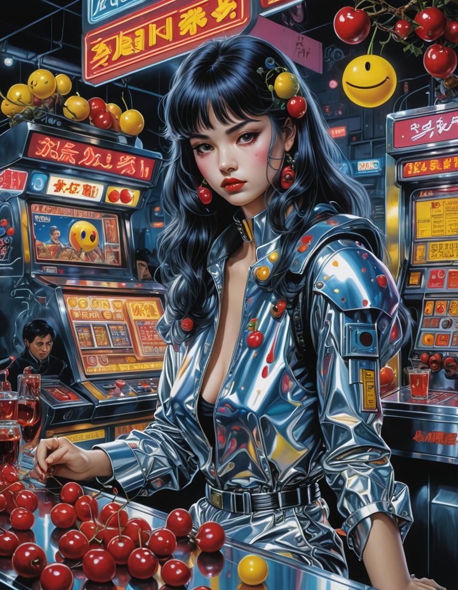Mrs. Pac-Man in Cyberpunk Retro Futurism