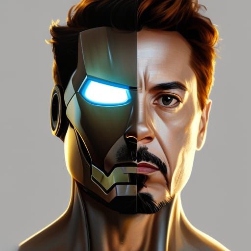 Iron Man Portrait in Hyperdetailed Digital Art Style
