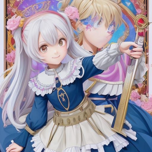 Chibi Selfie: Medieval Girl and Roman Boy in Anime Style