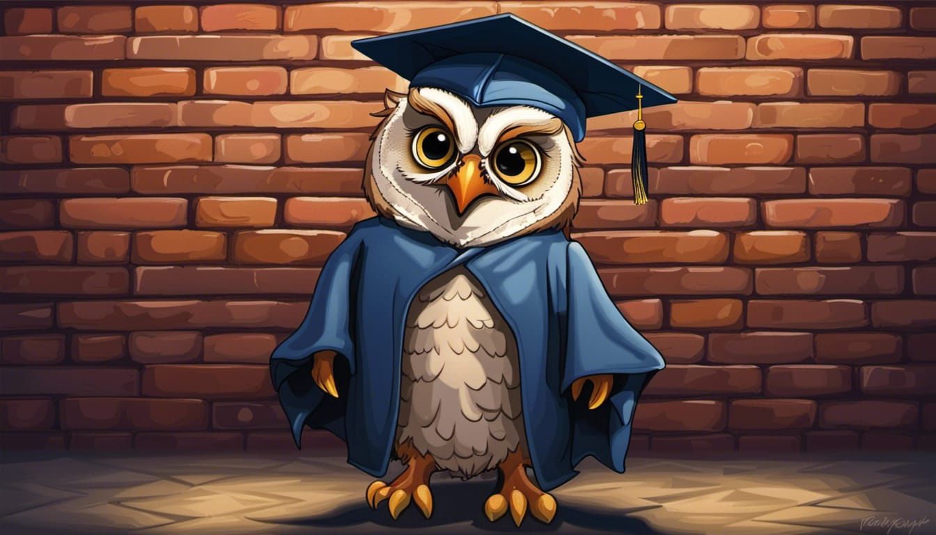 Whimsical Owl Graduation Day Caricature
