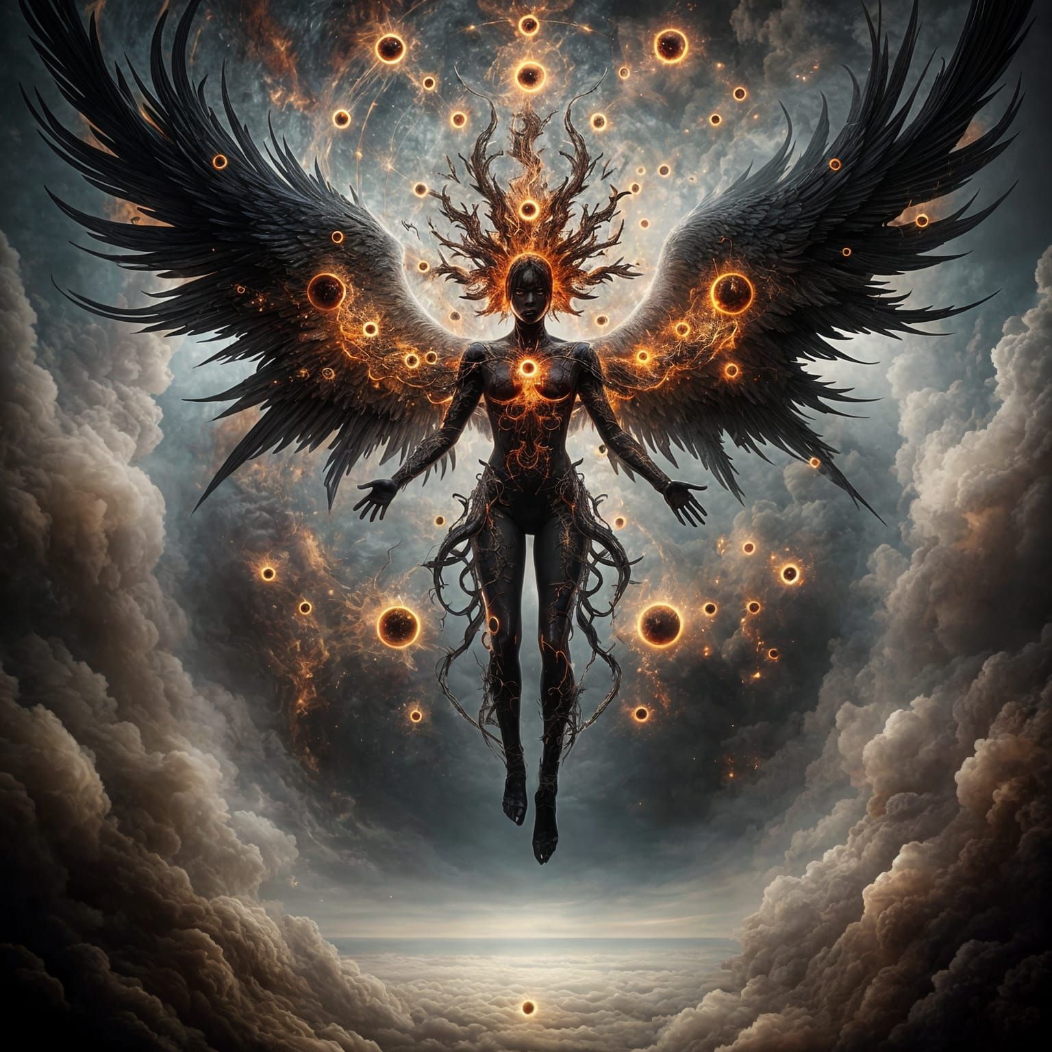 Celestial Entity with Flaming Wings