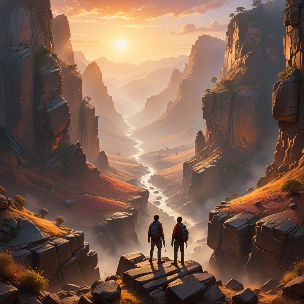 create an image of a traveler standing at the tanagar canyon