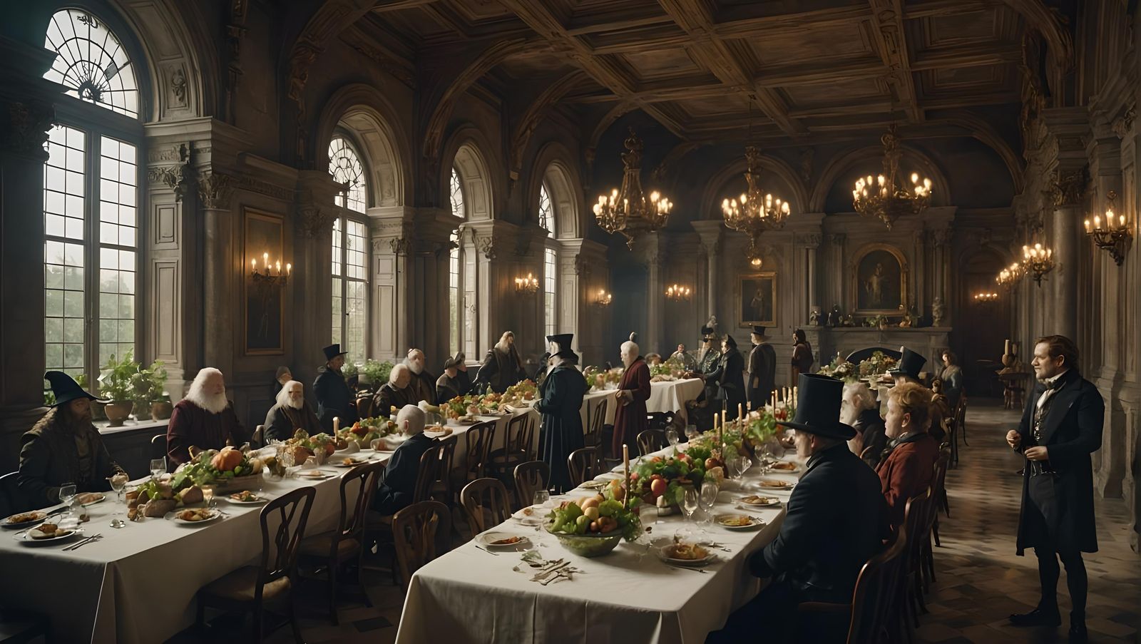 Humorous Gathering of Mythological Beings in Renaissance Pal...