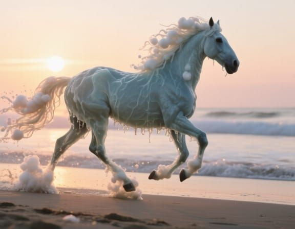 Seawater Horse Gallops on Sunrise Beach
