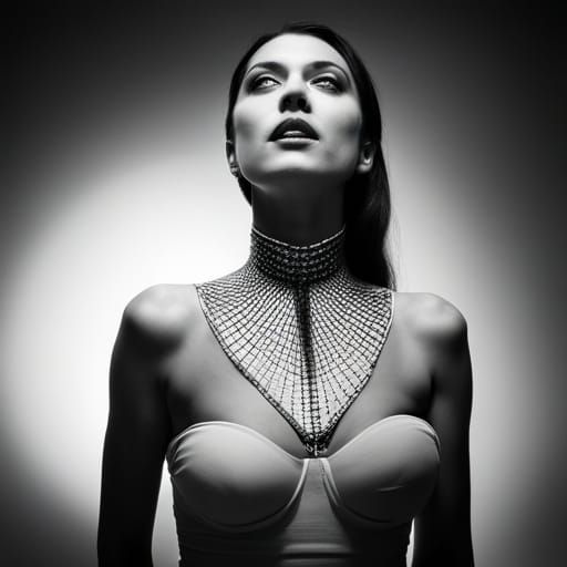 Biomechanical Priestess Portrait in Foggy, Gothic Style