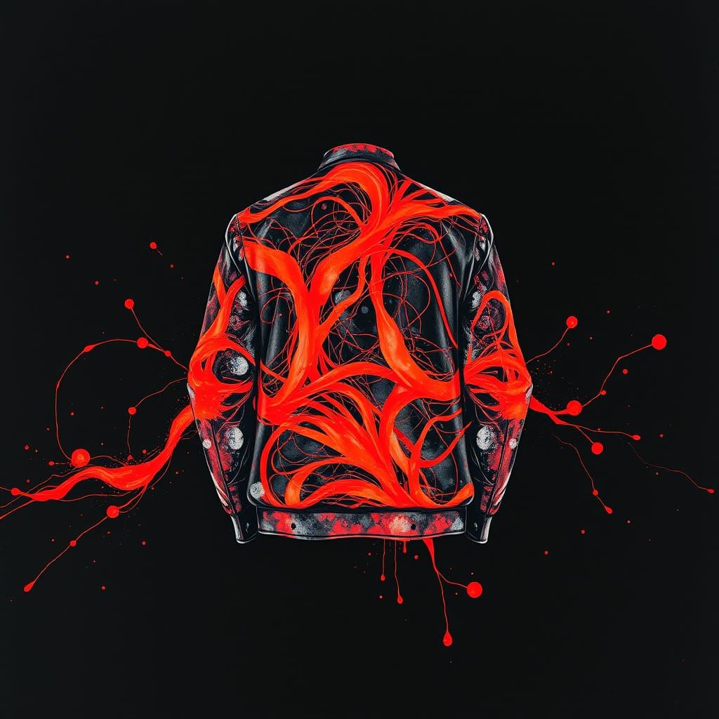 Jacket and red splashes